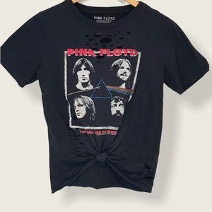 Pink Floyd distressed black band tee S
